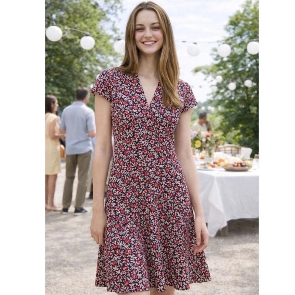 Tory Burch Fit and Flare Floral Dress - Size Medium